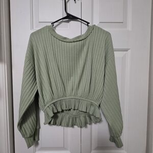 Altar'd State Green Ribbed Women's Crop Top Size XS